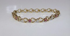 Sterling Ruby Open Heart Tennis Bracelet gold vermeil two tone Ross Simons