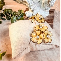 Yellow Thermoset Flower Clip-on Earrings