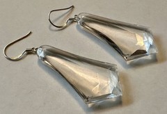 VINTAGE clear faceted plastic lucite charm 1 3/4″ EARRINGS