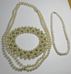 VTG & up LOT OFF WHITE cream FAUX PEARL NECKLACES gold tone Collar Choker long