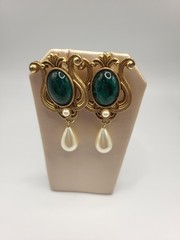 Signed SAL Art Nouveau Revival Scrollwork Faux Pearl Green Cab Converted To Post