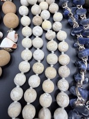 Vintage Lot 7 Stone Gemstone Necklaces Amber Amethyst Turquoise Sodalite Shell