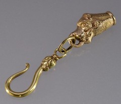 ANTIQUE GEORGIAN DOG SNAKE FIGURINE PENDANT FOB PINCHBECK C.1820