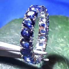 Original EARTH MINED SAPPHIRE Deco Band SOLID 14K GOLD Eternity Anniversary Ring