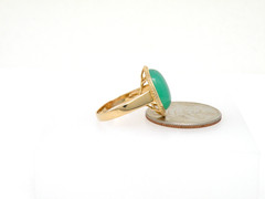 Vintage 14k Gold Ring, Chrysoprase carved Oval, Size 8.25