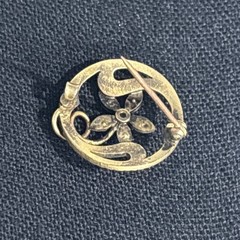 Antique Victorian Gold Filled Brooch Pin Flower Faux Seed Pearl Vintage Signed