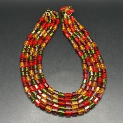 Vintage W Germany Colorful Layered Necklace 15” Choker Collar Multi Strand Beads