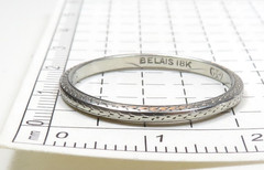 Antique Art Deco Unisex 1920’s Belais Wedding Band 18KW Ring Sz 9.25 UK-S 1.94MM