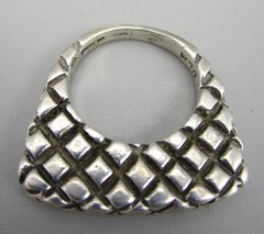 CLASSIC DIAN MALOUF STERLING CROSSHATCH STACK RING GUARD SZ 4.25 RET $190