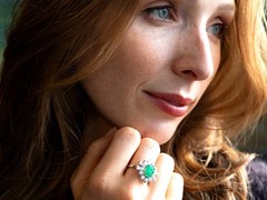 2.31Ct Emerald and 2.12Ct Diamond 18k White Gold Cluster Ring Circa 1970