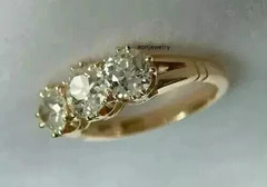 3.00Ct Vintage Art Deco Style Round Lab Created Diamonds 14K Yellow Gold FN Ring