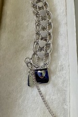 Vintage Monet Silver HEART Double Link Charm BRACELET – 8” – NEW + UNWORN!