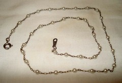 Vntg Korea Silver Tone Metal Faux Pearl Ball Link Chain 18 ¼” Jewelry Necklace