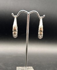 Vintage 925 sterling silver textured hoop earrings Everyday Wear