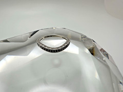 Vintage Sterling Silver Ornate Offset Ring CZs Size 5 JB23