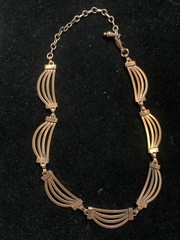 Vintage Mid Century RENOIR Signed Copper Scalloped Link Necklace Choker 16”