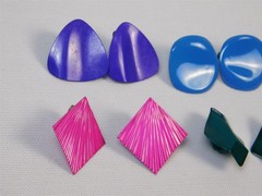 Vintage 1990s Y2K Colors Clip On Fashion Earrings Lot Metal 6 Pairs