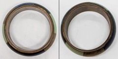 Vintage Chunky Brass Bangle Bracelet Color Block Resin Inlay Green Blue Brown