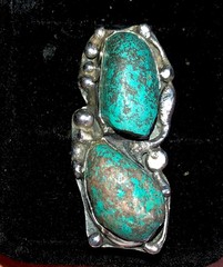Native American Turquoise Sterling Silver Ring Old Pawn Antique Navajo 7.5