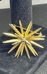 Vintage Brooch Pin Star⭐️Sunburst☀️ Flower GoldTone Abstact 2 Inches Layered