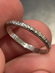 1920s Art Deco 18K Solid White Gold Fancy Engraved Wedding Band Fancy! 1.3GR!