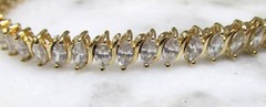 Ross Simons Sterling Silver Clear Marquise Stones Tennis Bracelet 13.3g ~ 3-E268