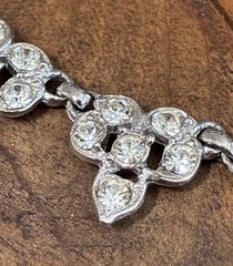 1940s Rhodium Plated necklace 16” Signed Albion Clear Rhinestone Deco “rare”
