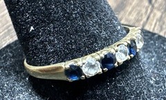 **14K YELLOW GOLD** VTG Art Deco Blue Topaz ‘Half Eternity Band’ (Sz. 5) ( 1.4G)