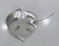 Vintage Anton Michelsen Denmark Sterling Silver Leaf Brooch Pendant MCM Signed
