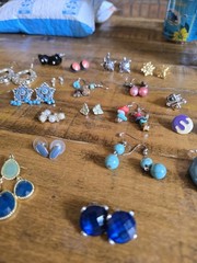 Vtg Retro Costume Lot Of 22 Clip On & Screw Back Rhinestone Earrings