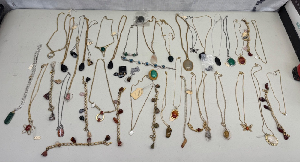 Vintage Handmade Stone Jewelry Lot. Many Necklaces and Bracelets.