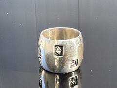 Vtg Vass Ludacer Sterling Silver Wide Hallmark Biker Ring Band Sz 9.75 Fit 9.25+