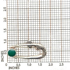.925 Sterling Silver Green Onyx & Marcasite Art Deco Beauty Pin, 5.3g