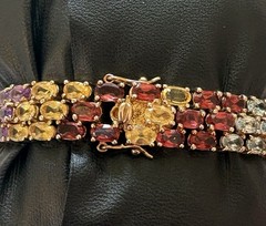 Vintage Ross-Simons 925 Sterling Silver 18K Vermeil Multi Gemstone Bracelet 24g