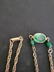 Vntg Bezel Set Green Lucite Necklace & Uncas Mfg Co Adjustable Green Stone Ring