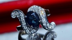 18k white gold size 4 ring 1.42ct natural, treated sapphire diamond 4.80gr N3444