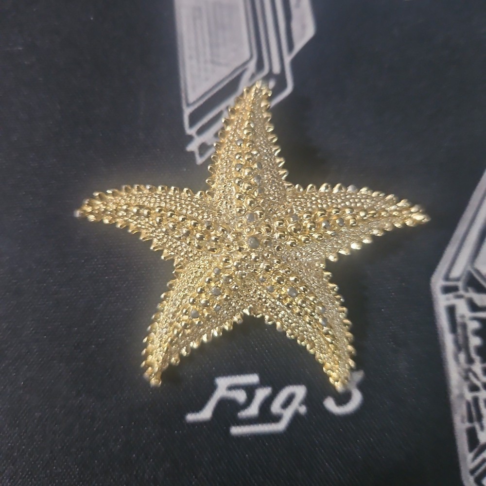 Vintage Monet (Signed) Starfish, Goldtone, Brooch, 2.5″