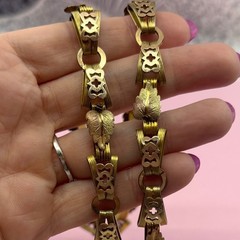 Victorian Tri-Gold Filled Book Chain Necklace Germany Pendant Ring 20.5”