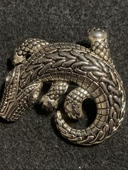 Vintage Silver Alligator Crocodile Brooch Pin Endangered Species Silver Tone