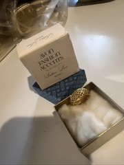 Vintage 1978 Avon Fashion Lattice Lace Ring Gold Tone Clear Rhinestone Size 6