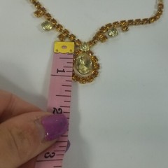 Vintage Prong Set Orange & Lemon Rhinestone Necklace 16.5″ Gold-Tone Icey Choke