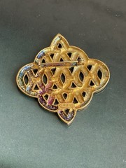 Vintage Signed Lanvin Paris gold tone geometric brooch
