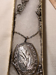 1960’s Silver Tone Triple Strand Varied Chains & Length Center Etched Pendant