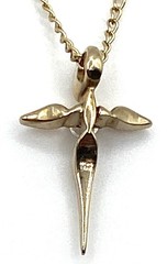 Vintage 14K Gold Filled Cross CZ Pendant Charm with 18” Long Chain Necklace