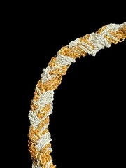 Eisenberg Hedgehog Braided Chain Necklace Gold Tone White Enamel