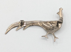 Vintage Germany Enameled Pheasant Peacock Brooch 835 Silver Marcasite Animal Pin