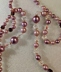 Vintage Mid-Century Hand-Knotted Faux Pearl Necklace – Dusty Rose & Mauve