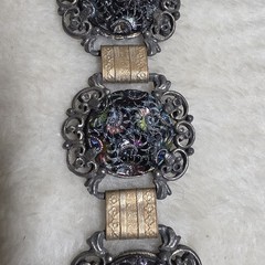 Judy Lee 1950’s Iridescent Molded Carnival Glass Costume Jewelry Bracelet