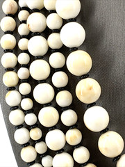Vintage Glass Necklace UV Beads 5 Strand Graduated Length 16″ Art Glass