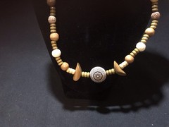 Wood Hawaiian Tribal Bead Shell Necklace 23″ casual brown beige All Seasons
